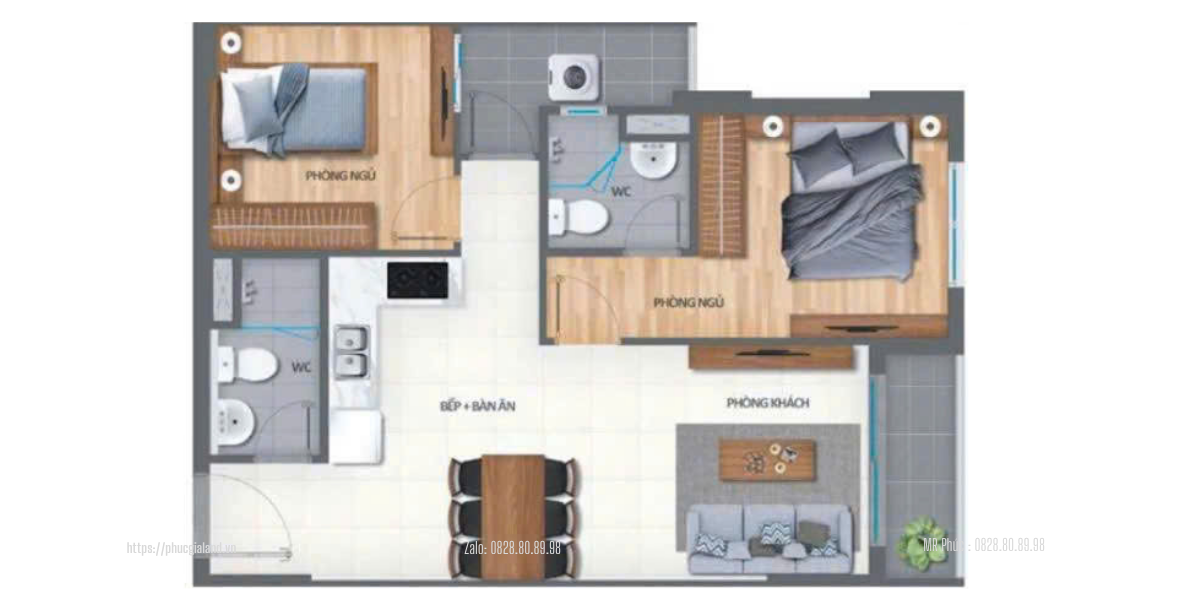 Layout căn hộ theo thiết kế của Chủ đầu tư