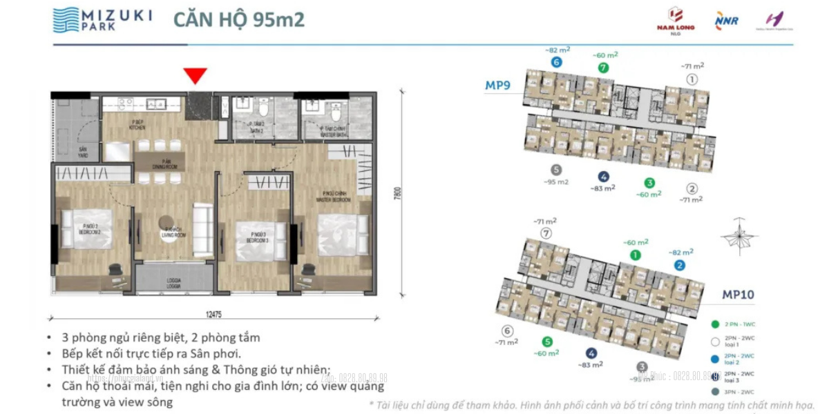 Thiết kế tổng quan mặt bằng căn 95m2