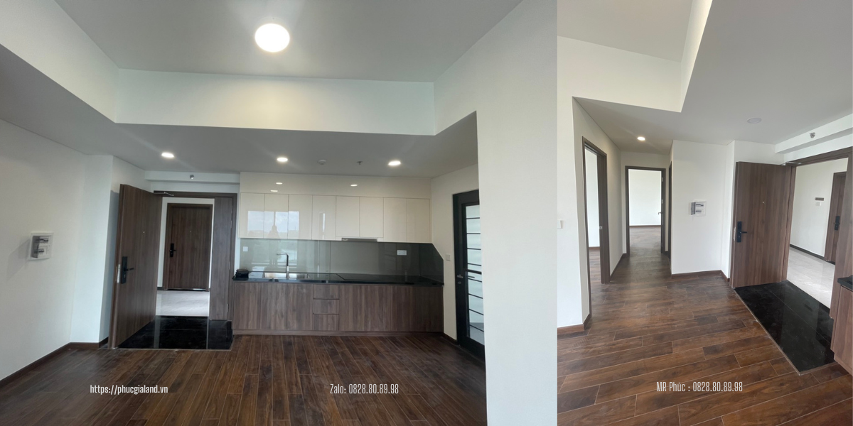 không gian phòng khách mở cùng khu bếp